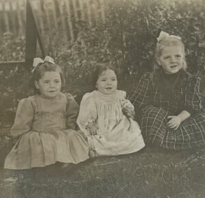 Antique RPPC Postcard Portraits Ephemera Three Young Girls Dressed Up Unposted
